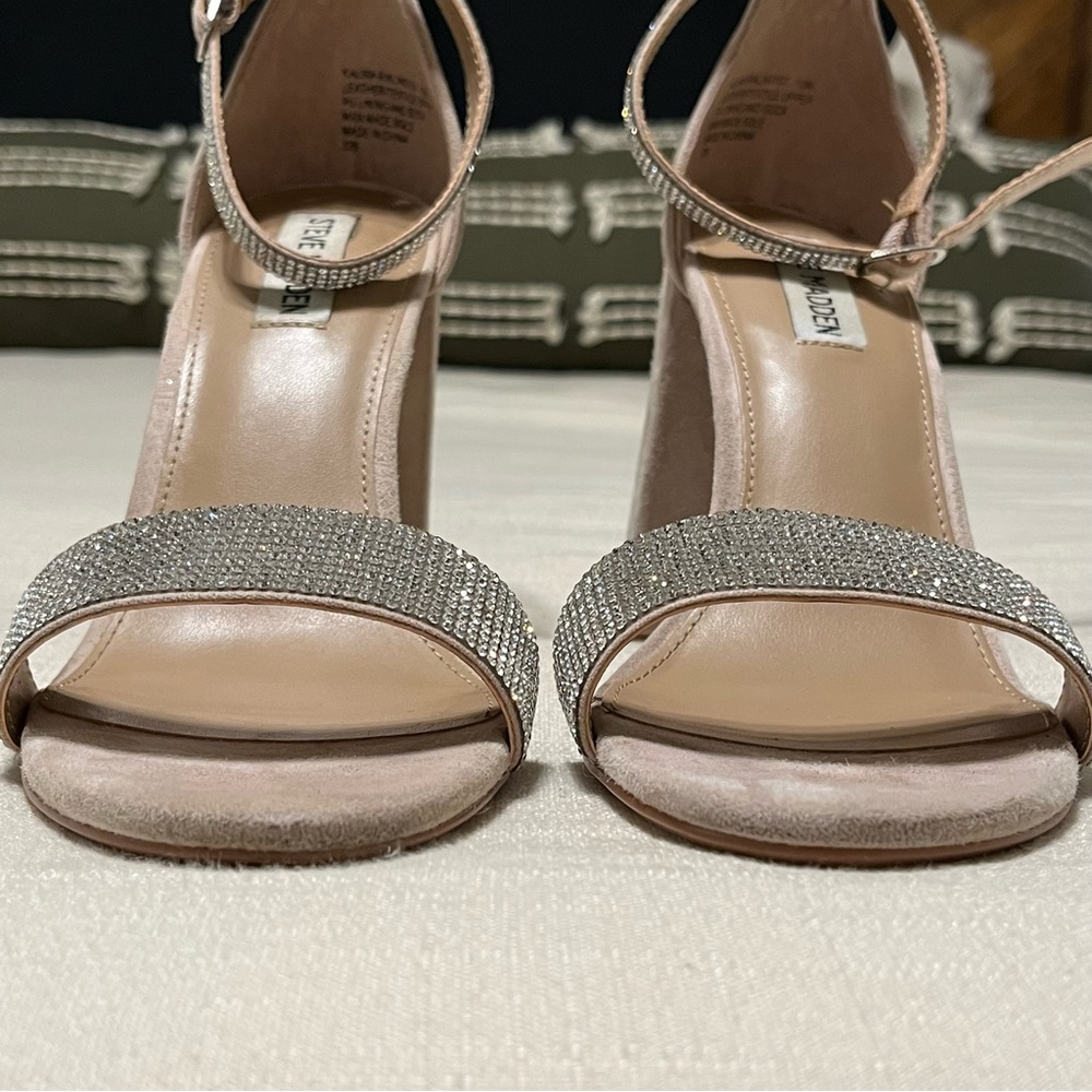 Steve Madden Kalina Rhinestone Nude Heeled Sandals - only worn once! - Picture 6 of 12